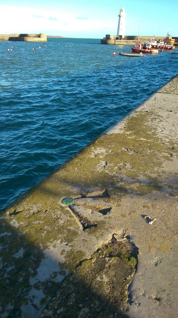 Donaghadee primary levelling benchmark on quayside, photo K Lilley