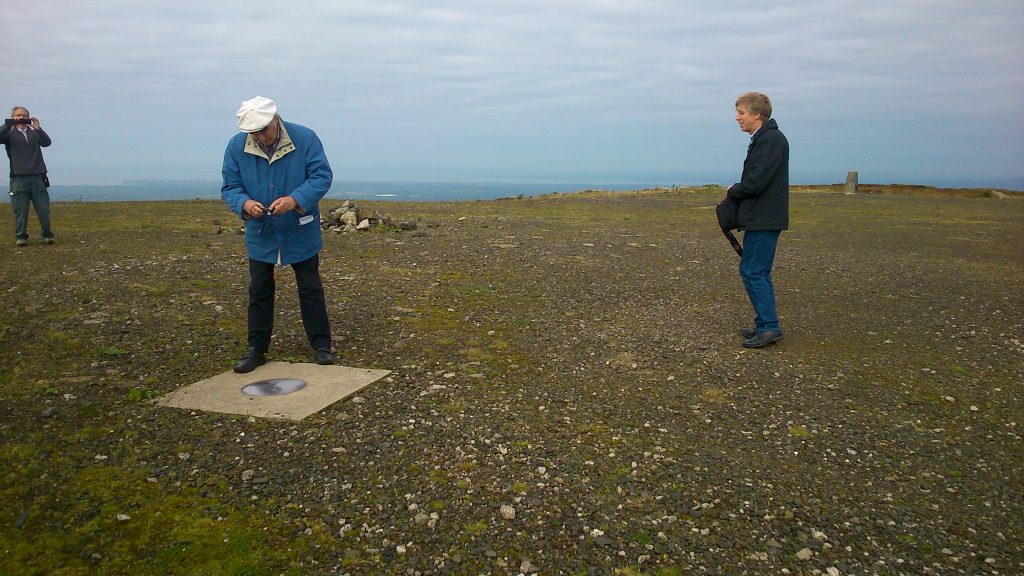 members of the Charles Close Society [link to http://www.charlesclosesociety.org/] at the site of first primary trigonometrical station in Ireland, Divis, photo K. Lilley]
